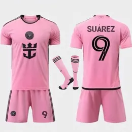 24-25 camisa de Miami tamanho 9 Suarez tamanho 10 conjunto de camisa de futebol infantil adulto em casa e fora de casa