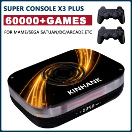 콘솔 레트로 게임 콘솔 슈퍼 콘솔 X3 플러스 아케이드/DC/SS/MAME 비디오 게임 콘솔 용 60000 클래식 게임이 포함 된 4K/8K HD TV 박스