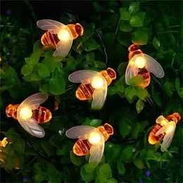 LED Strings Christmas Decorations 2024 Led Cute Honey Bee String Lights Outdoor Garden Patio Fairy Garland Battery/USB Powered YQ240401