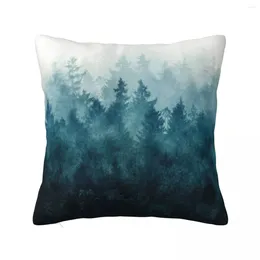 Pillow The Heart Of My // So Far From Home A Misty Foggy Wilderness Forest Covered In Blue Magic Fog Throw Cases