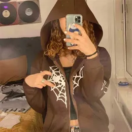 Kadın Hoodies Sweatshirts Örümcek Web Grafik Hoodies Kadın Erkek Erkekler Rahat Zip Sweatshirt Harajuku Sokak Giyim