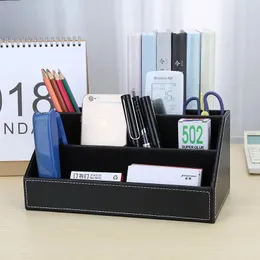 2024 Home Office Holzkonstruktion Leder Multifunktions-Schreibtisch-Briefpapier-Organizer Aufbewahrungsbox, Stift, Visitenkarten, Notizpapier