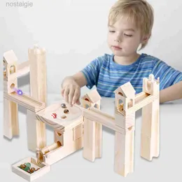 Blocks Childrens Construction Puzzle Assembly Diy Pipe Toy Wood Marmor Track Build Block Tänkande Training Toy 240401