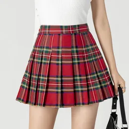 Verão moda feminina saia vintage xadrez plissado faldas feminino jupe cintura alta mini petticoat tênis skorts ropa mujer 240401
