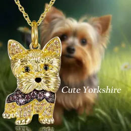 Pendant Necklaces Exquisite Cute Yorkshire Pendant Necklace for Women Elegant Pet Puppy Jewelry Animal Accessories Dog Lovers Memorial Birth Gifts 240330
