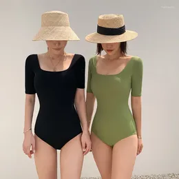 Kobiety stroju kąpielowego 2024 Summer One Piece Kathing Suit South Korei Seksowne stroje kąpielowe Black Backless Bikini