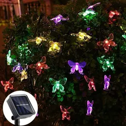 Светодиодные струны для сада, рождественские светодиодные лампы на солнечной батарее в форме бабочки, сказочные гирлянды с питанием от YQ240401