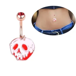 Navel Bell Button Rings Stainless Steel Barbell Drip Oil Pumpkin Head Skl Dangle Rose Gold Navel Belly Button Rings Body Piercing Je Ottvk