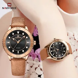 أفضل العلامة التجارية الفاخرة Naviforce Sport Watches Watches Luminous Leather Contproof Quartz الأنيقة أنثى ساعة المعصم Relogio Feminino 240318