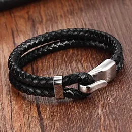 Chain XQNI Genuine Leather Stainless Steel Bracelet Womens Bracelet and Bracelet Womens Leather Bracelet Charm Switching Buckle Q240401