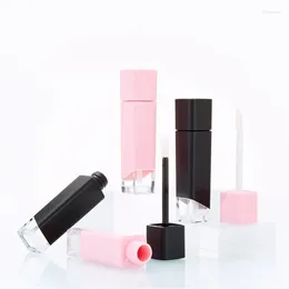 Storage Bottles 4ml Square Lip Gloss Wand Tube Plastic Cosmetic Containers Filling Bottle Black/Pink Cap Empty Container 30/50pieces