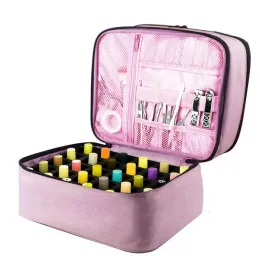 Kits nagellackpåse dubblelayered nagelverktygsarrangörer för 30 flaskor nagelförsörjning hållare väska för manikyr set makeup container väska