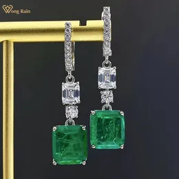 Wong Rain 925 Sterling Silver 1011mm Emerald Paraiba Tourmaline Gemstone Drop Dangle örhängen Fina smycken för kvinnor Partihandel 240401