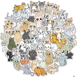 Bilklistermärken Pack med 60 st Partiale Cartoon Cute Cat Waterproof Sticker för Lage Laptop skateboard Notebook Water Bottle Decals Kids DHEPA