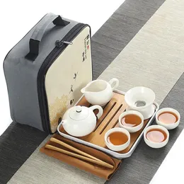 Teaware Sets FuBaiYi Travel Tea Set Complete Ceramic Real Estate Property Activity Anniversary Celebration Gift For Customers