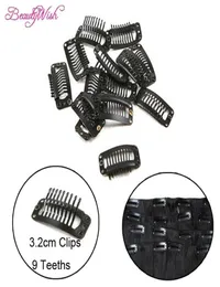 Clip per estensione dei capelli da 100 pezzi 32CM fermagli per capelli parrucca bionda marrone nero 99 denti a forma di I clip a scatto8317832