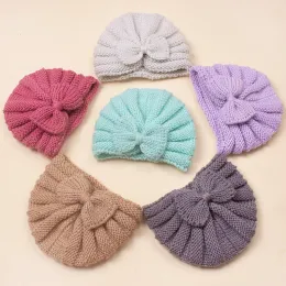 Cappello a maglieria con prua neonato autunno inverno cappelli turbanti caldi per ragazzi ragazzi grandi elastici cofano morbido berretto neonati di bambini accessori