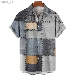 Erkekler Sıradan Gömlekler Eğlenceli Kumaş Ona Baskı Yaz Erkek Gömlekleri Günlük Büyük Boy Kısa Kollu Moda Tek Kısacası Buzlar Trend Erkek Giyim 240402