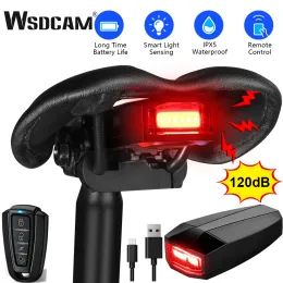 Lights WSDCAM Waterproof Wireless Bike Alarm Bicycle Rear Light Antitheft Alarm USB Charge Remote Control LED Taillight Bike Finder