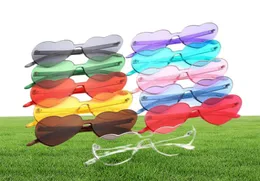Solglasögon attraktiva hjärtform kvinnor tillbehör härliga färgglada tydliga glasögon rimlös ram 11style1288465