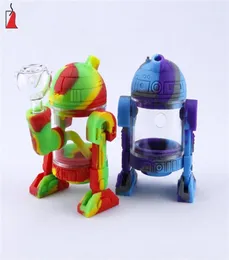 SILICLAB Silicone Smoking Pipes Creative Robot Glass Water Bong Foodgrade Silicone Bubbler Factory Whole312z1115075