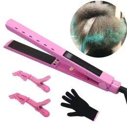 Irons Titanium Flat Iron Hair Starten Curler med digital LCD -skärm Temperaturjusterbar Planchas Para El Cabello Lisseur