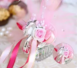 Confezione regalo di lusso in acrilico grande cigno d'argento Sweet Love Scatole per bomboniere per matrimoni Baby Shower Bomboniere per feste SN2062