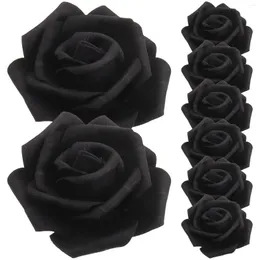 Decorative Flowers 100 Pcs Artificial Rose Fake Flower Head Bridal Decorations Roses Black Heads Faux Bride Wedding Bouquet