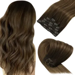 확장 확장 vesunny clip in Human Hair Extensions Natural Extension Hair Clip 7pcs 120g 부드러운 부드러운 이중 씨근 헤어핀 여성