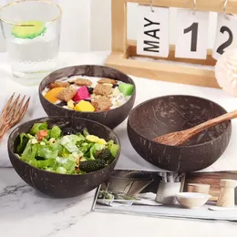 Bowls Spoon Coconut Ramen Bowl Set Kitchen Salad 12-14.5cm Natural Smoothie Coco Wooden Tableware Wood