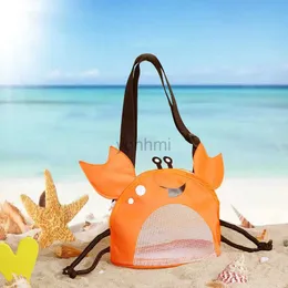 모래 놀이 물 재미있는 해변 메쉬 가방 귀여운 게 모양의 쉘 가방을 잡고 어린이 모래 도구 주최자 240402를위한 보관 가방 수집.