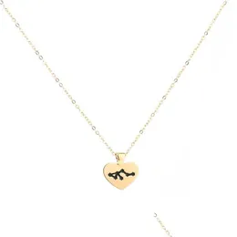 펜던트 목걸이 Douze Signes Les du Zodiaque Collier Amour Gouttes Dhuile Pendentif Zodiac Lockbone Chaine Drop Delivery Otkyp