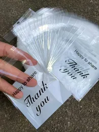 Gift Wrap 100pcs 2 Sizes White Opp Bag Simple Thank You Printed Self-sealing Bags Small