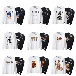 Designer-Hoodie mit Teddybär-Buchstaben-Aufdruck, Baumwolle, locker sitzender Langarmpullover für Männer und Frauen, Paar-Rundhals-Sweatshirt, einfarbig, Oberteil
