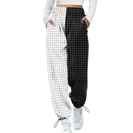 Calças femininas inferior impresso bolsos sweatpants moda cintura alta desportivo ginásio atlético ajuste calças casuais pantalones 2024