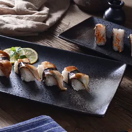 Japanische Platte Retro Keramik Sushi Platte Lange Quadratische Große Fisch Platte Kreative Geschirr Große Grill Platte Restaurant Platte