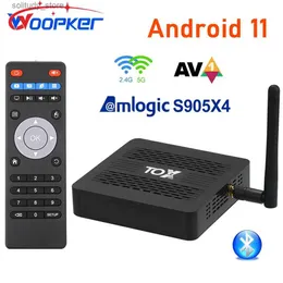 Set Top Box Woopker TOX3 TV box Amlogic S905X4 TVBox Android 11 4GB/32GB 2T2R 2.4G/5G WiFi 1000M Bluetooth suporte AV1 4K set-top Q240402
