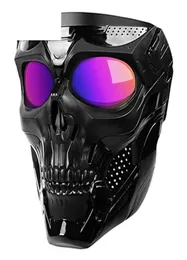 Cool Skull Motorcycle Maska z gogle plastikową maskę na otwartą twarz motocykl hełm Moto Casco Cycling Heakgear Shield5358477