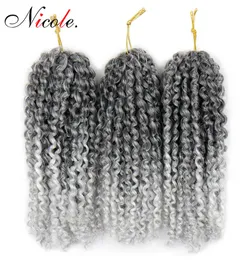 Nico Hair 8inch 3PCSSet syntetiska kinky lockiga vågflätor hår ombre malibob crochet flätande hår för kvinnor2316011