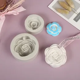 Camellia Rose Flower Soap Candle Candle Moldシリコンアロマセラピー石膏エポキシカビ手作りの家の装飾ギフト