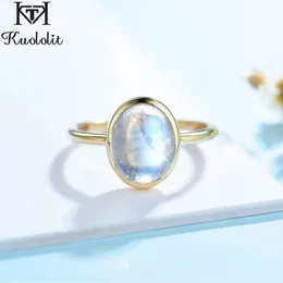 Kuololit Anelli di pietra di luna naturale per rompere il ghiaccio per le donne Solid10K Oro giallo Solitario Anello di fidanzamento per matrimonio Anello di promessa Gioielleria raffinata 240402