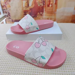 Hausschuhe für Männer und Frauen Sommer süßer rosa Kirschdruck flacher Flip-Flops