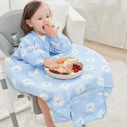 아기 긴 슬리브 턱받이 유아 식당 의자 턱받이 유아 6-36m 자체 먹이 음식 턱받이 하이체어 테이블 커버 머신 세탁기