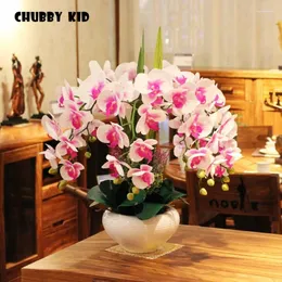 Decorative Flowers High Simulation Real Touch Latex Moth Orchid Ikebana Hi-Q Artificial Phalaenopsis Arrangements / Suits Arts