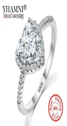YHAMNI Mode Romantische Herz Ring Original 925 Sterling Silber Hochzeit Schmuck Diamant Kristall Versprechen Ringe Für Frauen KYRA0136448858877