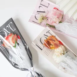 Confezione regalo 20 pezziBouquet Carta da regalo Sacchetto di cellophane Maniche a rosa singola Involucri floreali Imballaggio dritto per il commercio all'ingrosso fai da te