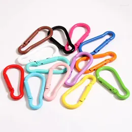 Keychains 10pcs Cute Macaron Color Carabiner Climbing Hook Keychain Ring Metal Buckle Car Key For Handmade Jewelry Making Accessories