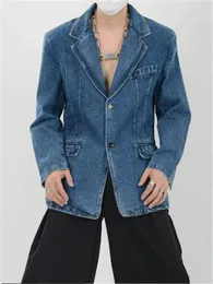 Jaquetas masculinas 2024 design de nicho para fazer velho lavado denim jaqueta sênior sentido retro solto