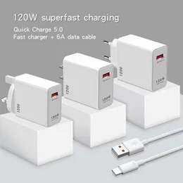 120W Charger Super Fast Kit QC 5.0 Charging Head متوافق تمامًا مع المعايير البريطانية لـ Huawei و Xiaomi