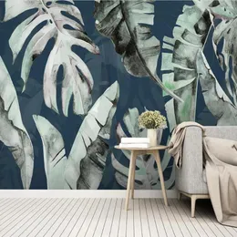 Tapety Milofi Niestandardowe duże 3D Tapeta Mural Medieval Tropical Plant Liść Placan Dekoracja ściany